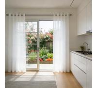 LIJIAO Rideau Voile 135 x 250 cm Moderne Semi-Transparent en Effet Lin, avec Oeillets, Décorations D'Intérieur, Filtrage de Lumière, Blanc Voilage à Oeillet pour Chambre Maison, Blanc