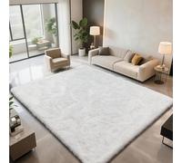 LIJIAO Tapis Chambre Shaggy 115 x 60 cm Antidérapant, Extra Large, Moelleux et Moderne Tapis Moelleux Lavable en Machine pour Chambre à Coucher, Blanc