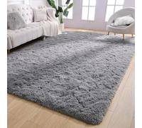 LIJIAO Tapis Chambre Shaggy 125 x 85 cm Antidérapant, Extra Large, Moelleux et Moderne Tapis Salon Super Doux pour Chambre à Coucher, Gris Clair