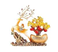 Lijiaxiuyc-101 Bonsaï en Cristal Arbre à Argent en Cristal Feng Shui, décoration de Table for la Richesse et prospérité Maison, Motif cerf Décor de Table(Orange)