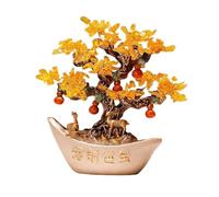 Lijiaxiuyc-101 Bonsaï en Cristal Arbre de Vie en Cristal for Salon et Bureau, avec Lingot d'or Citrine, décoration Feng Shui Pierres précieuses attirant la Richesse Décor de Table(Beige)