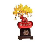 Lijiaxiuyc-101 Bonsaï en Cristal Arbre Porte-Bonheur en Citrine à Base Haute, décoration de Pendaison crémaillère avec Ouverture Lingot d'or Décor de Table(Red)