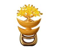 Lijiaxiuyc-101 Bonsaï en Cristal Décoration Feng Shui de Table, Citrine avec Lingot d'or, décoration d'arbre Fortune Décor de Table(Yellow)