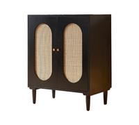 Lijiaxiuyc-101 Buffet Cuisine Buffet en rotin et Bois Massif, Noir, Salle à Manger, Petit ménage, Rangement de Grande capacité, Armoire Double Porte