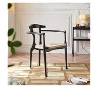 Lijiaxiuyc-101 chaises Hemp Rope Dining Chair Household Modern Simple Hotel Restaurant Solid Wood Backrest Armrest Ash Wood Dining Chair Black Chaise Salle a Manger(70x55x76cm)