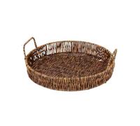 Lijiaxiuyc-101 Étagère à fruits Plateau de rangement rond en rotin et plastique for aliments, panier à fruits avec poignées Cuisine(Petit)