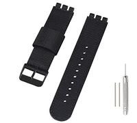 LIJINLAN Bracelet de montre de rechange en nylon pour Swatch 17 mm, 19 mm, 20 mm, bracelet de sport élégant pour Swatch Watch Series Accessoires (corne de 20 mm, noir)