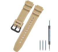 LIJINLAN Bracelet de montre de rechange en résine pour homme Casio AE-1000W AE-1200 AE-1300 AEQ-110W AQ-S800W MRW-200H SGW-300H SGW-400H W-216H W-218H W-735H (Beige)