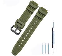 LIJINLAN Bracelet de montre de rechange en résine pour homme Casio AE-1000W AE-1200 AE-1300 AEQ-110W AQ-S800W MRW-200H SGW-300H SGW-400H W-216H W-218H W-735H (Vert)