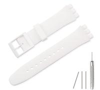 Lijinlan Bracelet de rechange en silicone pour Swatch 17 mm, 19 mm, 20 mm, bracelet de montre étanche pour Swatch (17 mm, blanc)