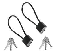 LiJuanWang 2 Pièces Cadenas en Corde d'acier avec Clés,Serre-câbles malléables pour Portail,Cadenas Renforcé à Long Crochet,pour Valise,Portail,vélo,Garage,Salle de Sport,casier
