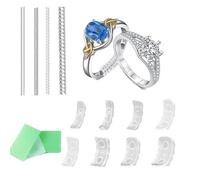 LiJuanWang Ajusteur de Taille de Bague Invisible,12 pièces baguier 2 Styles ajusteurs de Bague en Silicone,Réducteur de Bague Silicone Ajusteur de Taille de Bague avec Chiffon de Polissage