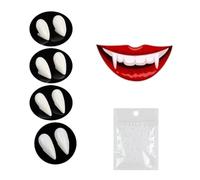 LiJuanWang Dents de Vampire,4 Paires Crocs Dents Fausses Crocs de Vampire Canines avec pastilles adhésives,Fangs pour Costume d'halloween(13/15/17/19 mm)