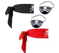 LiJuanWang Ensemble de déguisement de Pirate,4 pièces Accessoire Deguisement Pirate,avec Bandana de Pirates patch œil,femmes et hommes