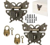 LiJuanWang Mini Cadenas,2 pièces Loquet Verrous Vintage Papillon Cadenas et Loquets,Serrure Fermoir Vintage Moraillon Loquet,pour Décoratifs Cabinet Armoire Boîte à Bijoux Boîte Cadeau Valise
