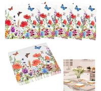 LiJuanWang Serviettes,20 pièces Serviettes en Papier colorées à Motifs 33 x 33 cm,Fleur Papillons Serviettes de fête Douces,pour Anniversaire,Barbecue,Pique-Nique,Party du thé,Restauration,Vaisselle