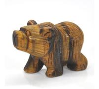 LIJUCAI 1 PC Ours Statue Naturel Améthyste Oeil De Tigre Rose Quartz Cristal Animal Sculpté À La Main Pierre Figure Ornement Décor À La Maison, Oeil de Tigre, 1 PC