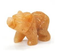 LIJUCAI 1PC Ours Statue Naturel Améthyste Oeil De Tigre Rose Quartz Cristal Animal Sculpté À La Main Pierre Figure Ornement Décor À La Maison, Yellow Jade, 1PC