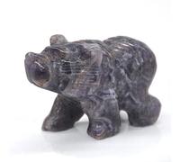 LIJUCAI 1PC Ours Statue Naturelle Améthyste Oeil De Tigre Rose Quartz Cristal Animal Sculpté À La Main Pierre Figure Ornement Décor À La Maison,améthyste,1PC
