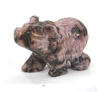 LIJUCAI 1PC Statue d'ours Naturel Améthyste Oeil de Tigre Rose Quartz Cristal Animal Sculpté à la Main Pierre Figure Ornement Décor À La Maison,Rose Noir Rhodonite,1PC