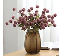 LIJUCAI 5 Têtes Artificielle Bouquet De Fleurs Soie Pissenlit Fleur Boule Faux Fleurs DIY Maison Décoration De Mariage Cadeaux Saint Valentin, Violet foncé