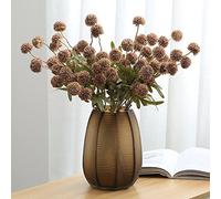 LIJUCAI 5 Têtes Artificielle Bouquet De Fleurs Soie Pissenlit Fleur Boule Faux Fleurs DIY Maison Décoration De Mariage Cadeaux Saint Valentin, Brun Foncé