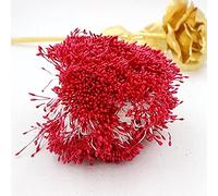 LIJUCAI 900 pcs/lot Aléatoire Mixte Double Têtes DIY Artificielle Mini Perle Fleur Étamine Pistil 1mm Étamine Florale pour La Décoration De Mariage DIY, Rouge