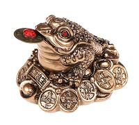 LIJUCAI Feng Shui Crapaud Argent Lucky Fortune Richesse Chinois Grenouille d'or Crapaud pièce de Monnaie décoration de Bureau à Domicile Ornements de Table Cadeaux Chanceux, 5.5x4.8cm1