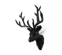 LIJUCAI Grande Taille, tête de cerf 3D, Statue, décor de Sculpture, Accessoires de décoration Murale à la Maison, Figurine Animale, Art décoratif de Noce, Noir, 56x52x22cm