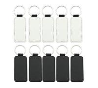 lijun 10pcs Cuir Blanc Sublimation Transfert de Chaleur MDF Porte-clés kit Fabrication de Bijoux