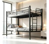 LIJYITF Lit superposé pour enfant 90 x 200 cm, lit superposé avec garde-corps et échelles d'accès, lit mezzanine en métal convertible en 2 lits simples, lit superposé avec sommier à lattes, escalier