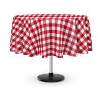 LIKAJON Lot de 3 nappes rondes à carreaux rouges et blancs, en plastique jetables, imperméables, pour fête d'anniversaire, fête prénatale, pique-nique, école, 213,4 x 213,4 cm