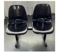 LIKANGLONGJU Banc D'attente Deux Places, Banquette de Hall, Cadre en Métal et Siège en Plastique Épaissi, Adaptée aux Cliniques, Écoles, Bureaux(Black)