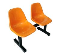 LIKANGLONGJU Banc D'attente Deux Places, Banquette de Hall, Cadre en Métal et Siège en Plastique Épaissi, Adaptée aux Cliniques, Écoles, Bureaux(Orange)