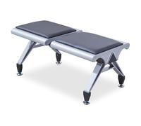 LIKANGLONGJU Banc de Salle D'attente 2 Places, Banquette de Hall, Structure Métallique et Coussin en Mousse PU, Capacité de Charge 220 kg(Black)