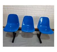 LIKANGLONGJU Banc de Salle D'attente, Banquette pour Trois Personnes, Structure en Fer et Siège en Plastique, Résistante à la Rouille et à l'usure(Blue)