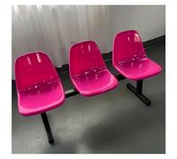 LIKANGLONGJU Banc de Salle D'attente, Banquette pour Trois Personnes, Structure en Fer et Siège en Plastique, Résistante à la Rouille et à l'usure(Pink)
