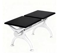 LIKANGLONGJU Banc de Salle D'attente Deux Places, Banquette de Hall, Panneau Plat en PU, Structure en Acier Métallique, Adaptées aux Hôpitaux, Aéroports(Black)