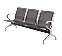 LIKANGLONGJU Banc de Salle D'attente Trois Places, Banquette de Hall D'entrée en Acier Inoxydable pour Aéroport, avec Accoudoirs et Dossiers Grillagés(Black)