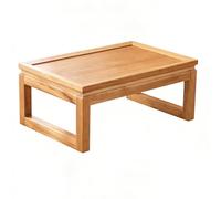 LIKANGLONGJU Table Basse Japonaise en Bois D'orme Massif, Coffee Table Style Tatami, Capacité de Charge de 45 Kg, Idéale pour Balcons, Salons et Chambres(Beige,50x40x25cm/20x16x10in)