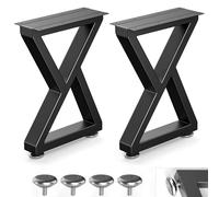 Likapop Lot de 2 Pieds de Table en métal de 40,6 cm, Pieds de Banc, de Chaise, de Bureau, de Table Basse, Pieds de Table d'appoint en métal Noir, Pieds de Meubles à Faire soi-même (H x l)
