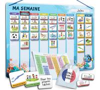 LIKARTO 2-en-1 Tableau Enfant - Semainier & Routine Enfant avec 194 Aimants - Tableau Magnétique à Dos Aimanté - Planning Journalier - Organisation Famille - Calendrier Enfant Educatif