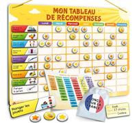 LIKARTO Tableau de récompenses Enfants, 280 aimants, Jaune | 60 tâches, 9 aimants vierges, 180 étoiles, 30 aimants bonus, pour deux enfants, Montessori