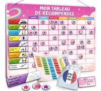 LIKARTO Tableau de récompenses Enfants, 280 aimants, Rose | 60 tâches, 9 aimants vierges, 180 étoiles, 30 aimants bonus, pour deux enfants, Montessori