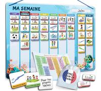 LIKARTO Tableau Enfant 2-en-1, semainier et Routine, 188 aimants | 42 x 32 cm, sections matin et soir, 27 aimants d'habitudes, aimants vierges, Montessori
