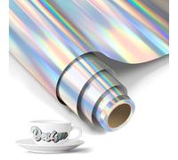 LIKCUT Vinyle Adhésif Holographique Brillant, 30,5 cm × 183 cm Rouleau de Vinyle Permanent pour Tous Plotters de Découpe, Vinyle Adhésif pour Cadeaux de Bricolage, Mug