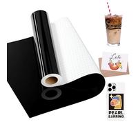 LIKCUT Vinyle Adhésif Noir Brillant 30,5cm x 4,57m | Rouleau Permanent sur Tapis pour Machine de Découpe, Vinyle pour Projets DIY, Mugs, Gourdes, Étiquettes, Verres et Cadeaux
