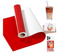LIKCUT Vinyle Adhésif Rouge Brillant 30,5cm x 4,57m | Rouleau Permanent sur Tapis pour Machine de Découpe, Vinyle pour Projets DIY, Mugs, Gourdes, Étiquettes, Verres et Cadeaux
