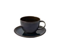 like. by Villeroy & Boch Crafted Denim Tasse à café avec soucoupe, 170 ml, ensemble de tasses modernes, look poterie, passe au lave-vaisselle et au micro-ondes, porcelaine de qualité supérieure