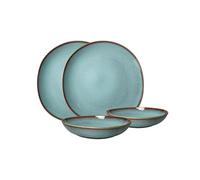 like. by Villeroy & Boch - Lave Set De Vaisselle 4 Pièces Pour 2 Personnes Bleu, Garanti Lave-Vaisselle, Compatible Micro-Ondes, Poterie Turquoise, Service De Table Poterie, Ensemble Assiette, Faïence